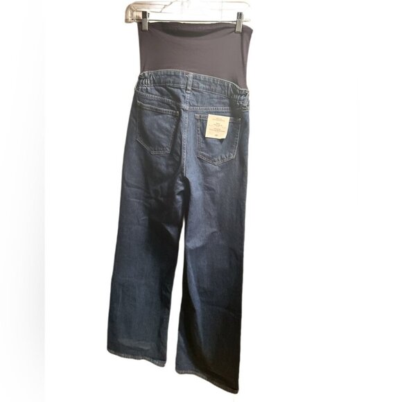 H&M Mama Wide High-Rise Rib Maternity Jeans Dark Blue | Size S NWT - Picture 3 of 5